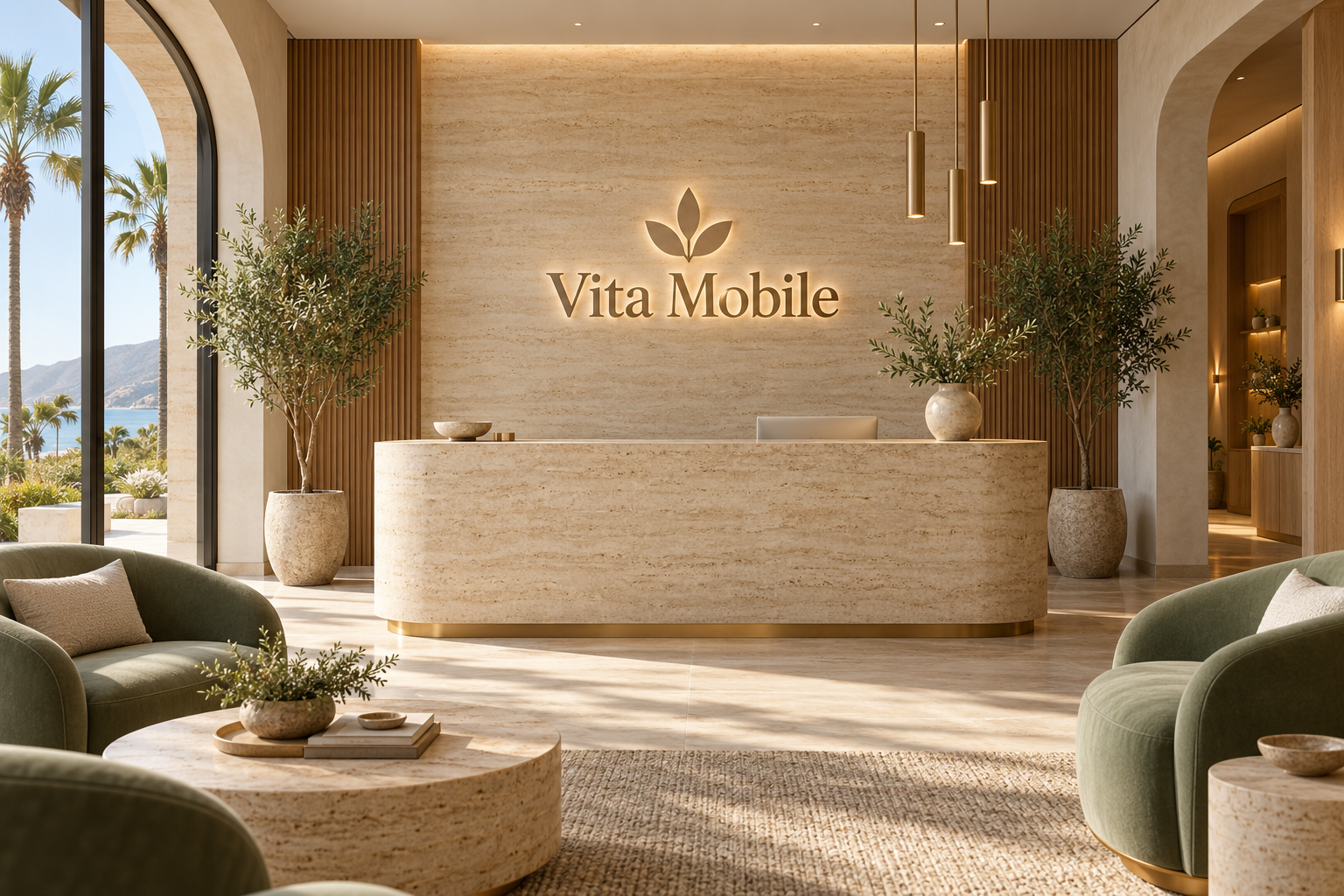 AI illustration of a fictional Vita Mobile reception; not actual premises