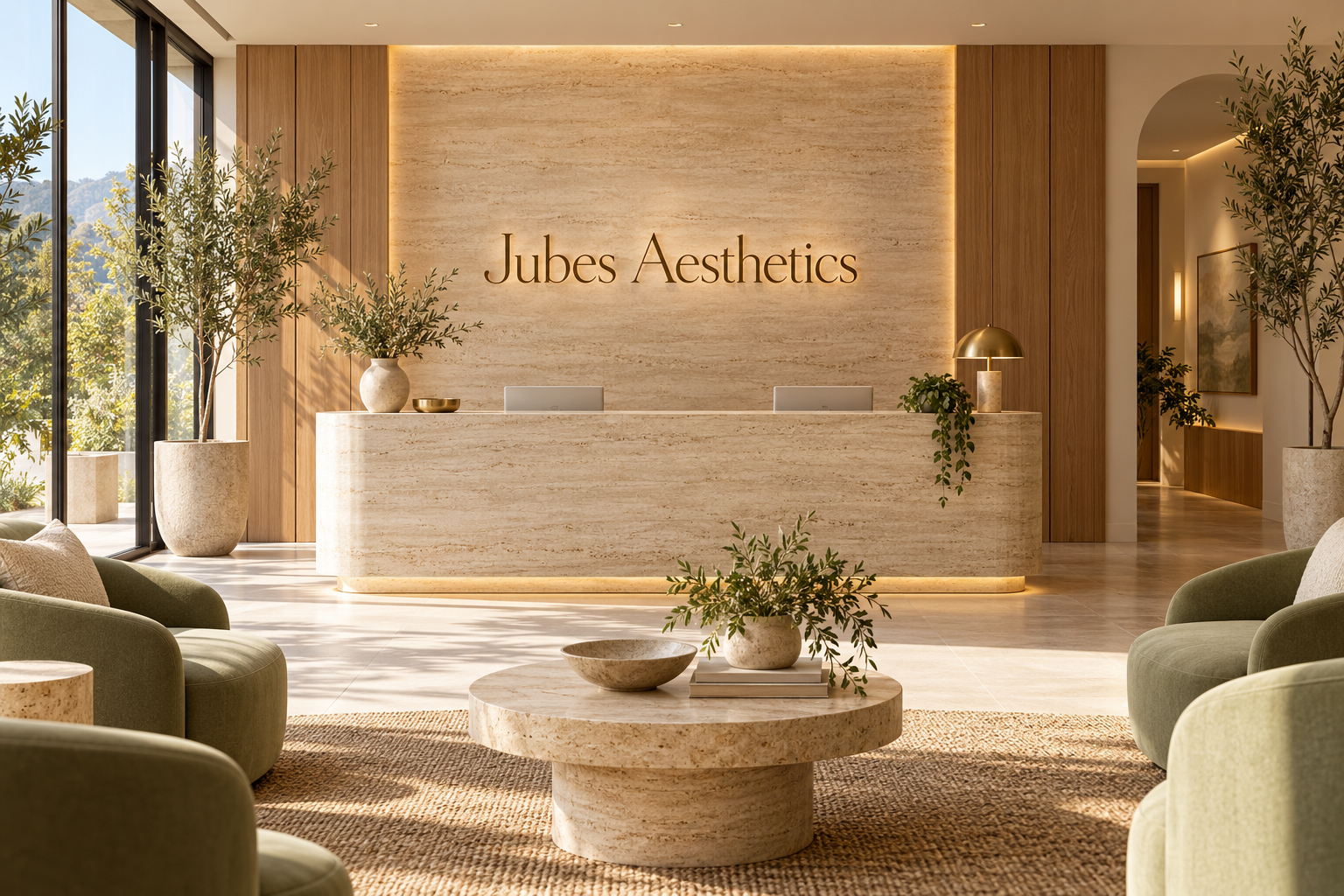 AI illustration of a fictional Jubes Aesthetics reception; not actual premises