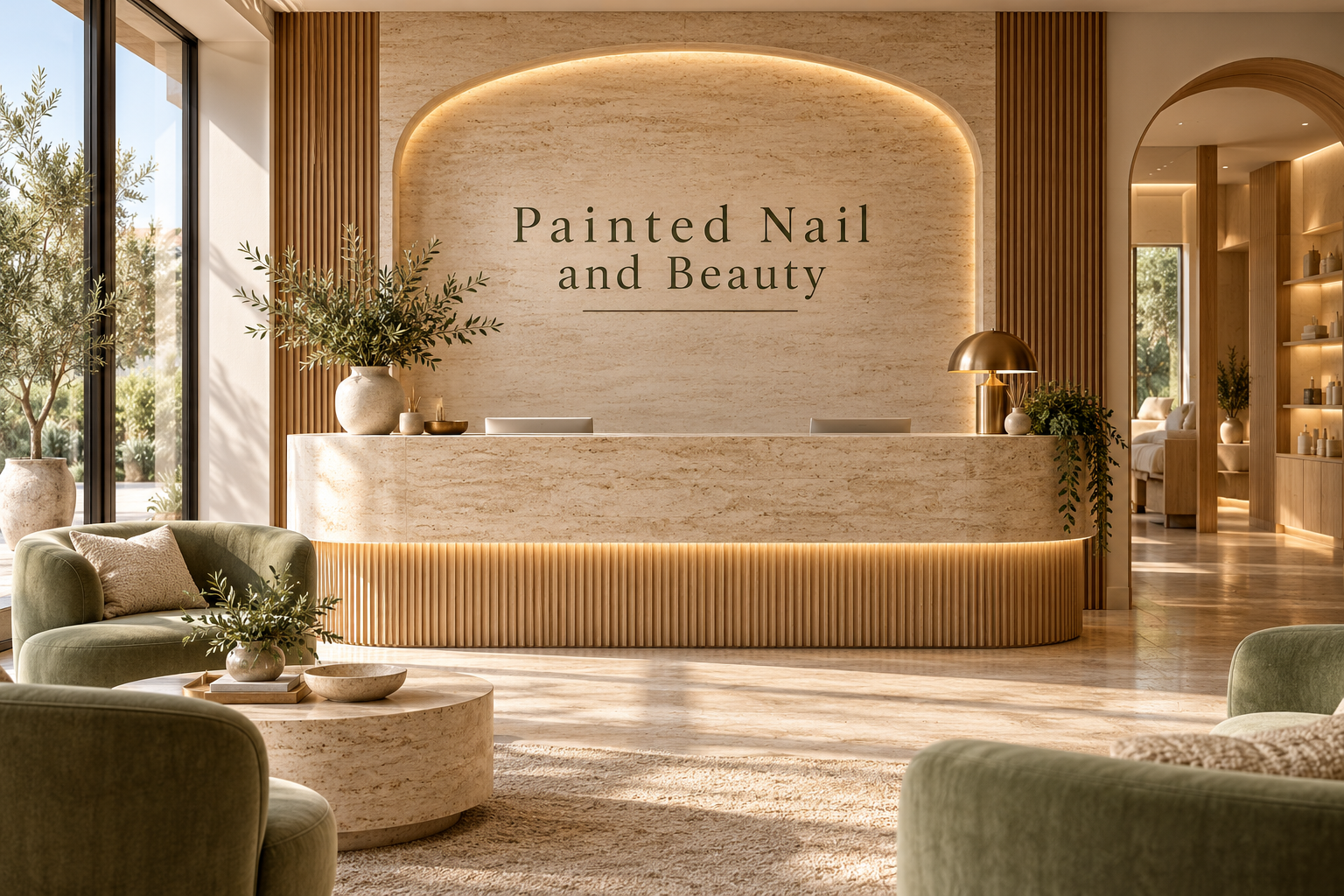 AI illustration of a fictional Painted Nail and Beauty reception; not actual premises