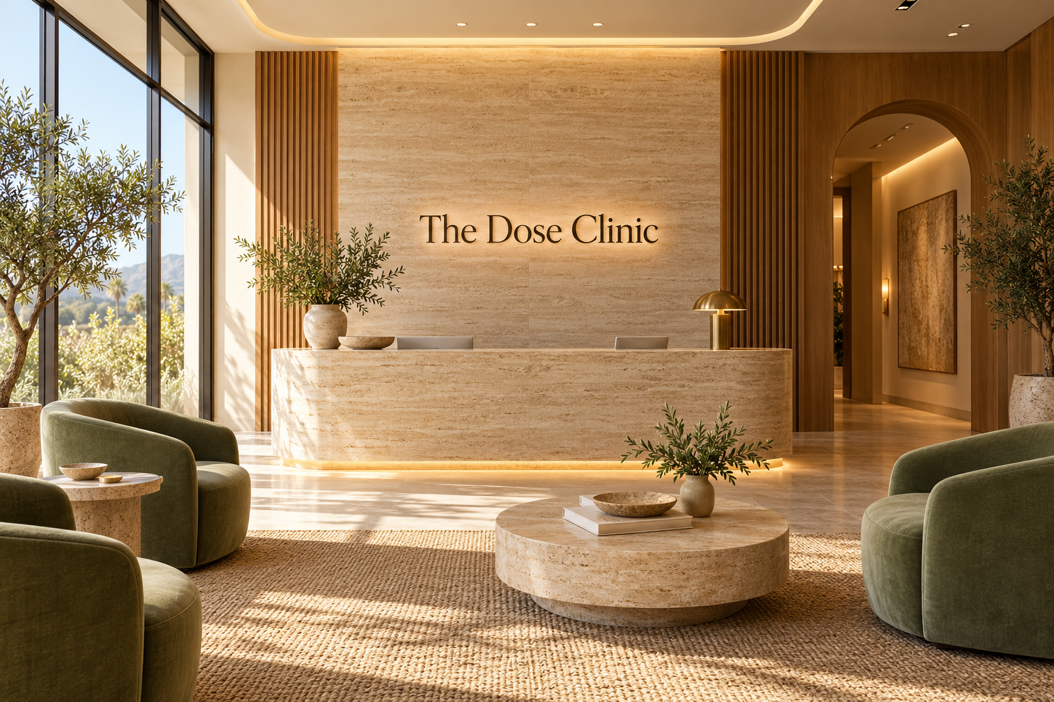 AI illustration of a fictional The Dose Clinic reception; not actual premises
