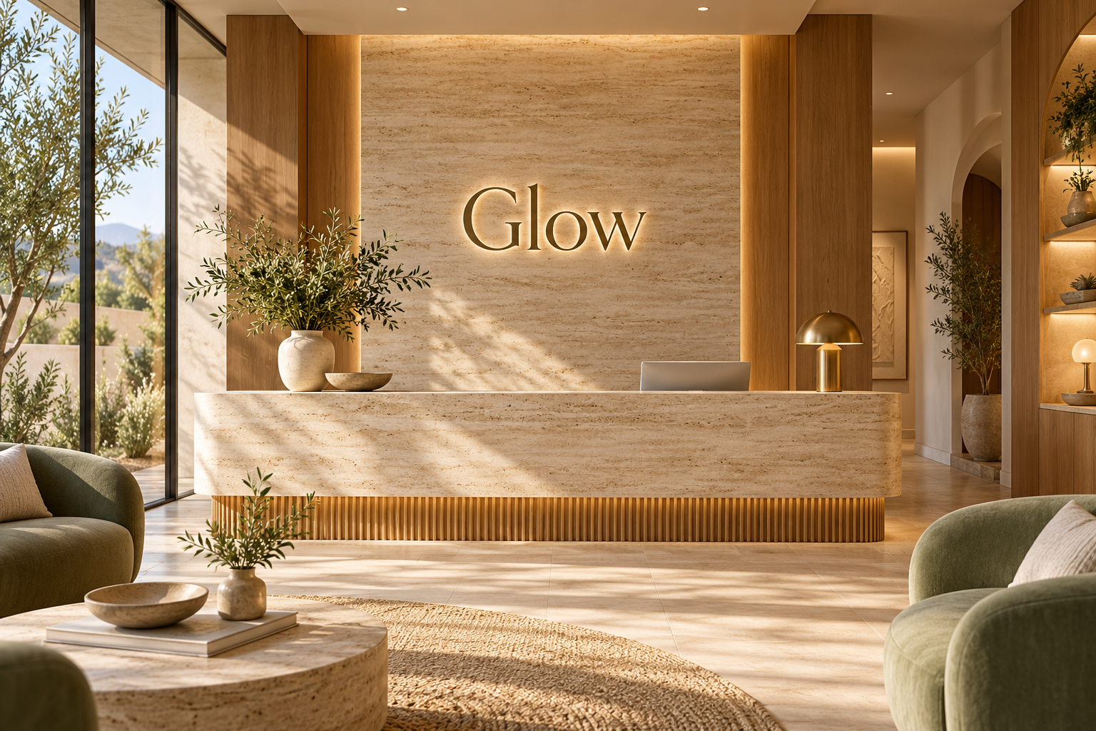 AI illustration of a fictional Glow reception; not actual premises